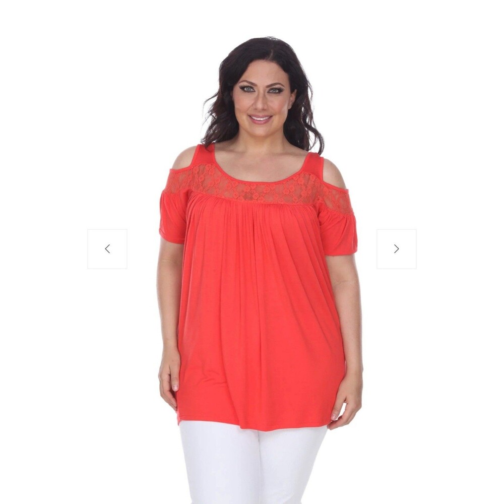 White Mark Womens Lace Trim Pullover Top 2XL NWT